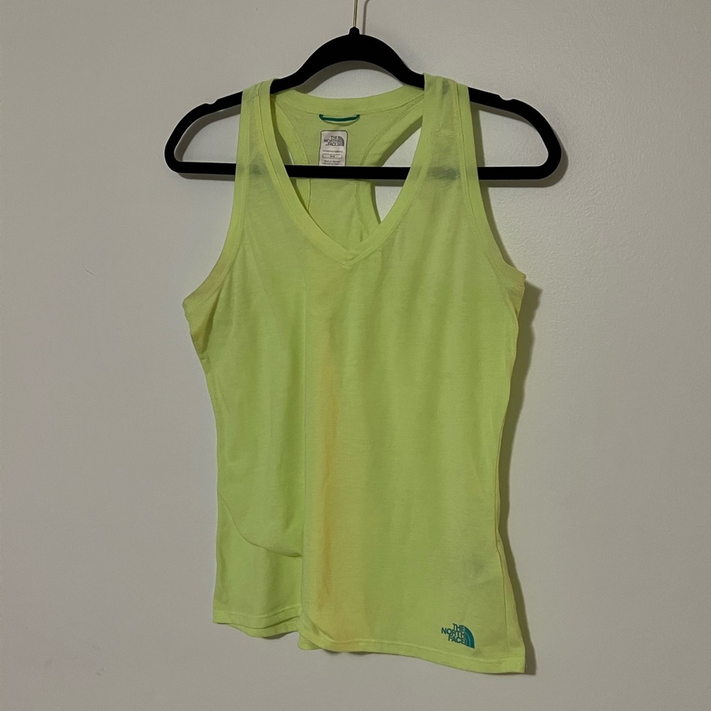 north face neon yellow tank top